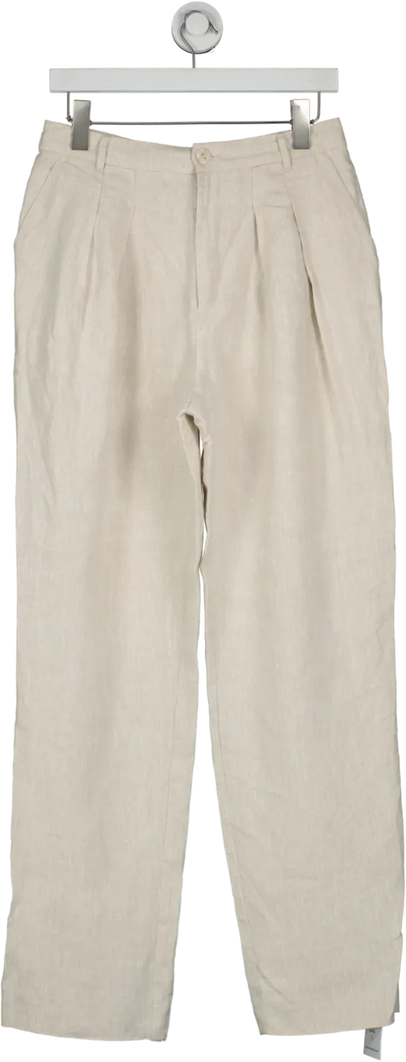 Song of Style Cream Linen Pin Tuck Trouser UK M