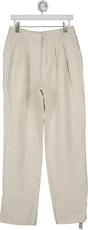 Song of Style Cream Linen Pin Tuck Trouser UK M