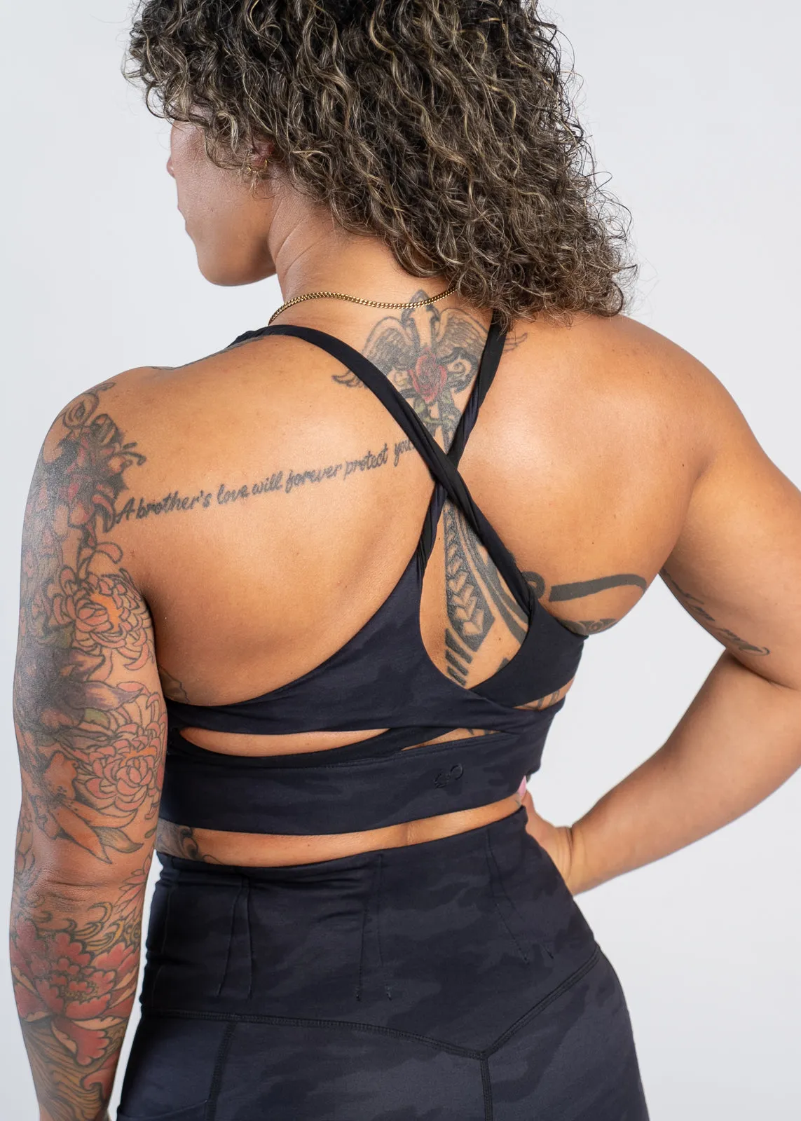 Sports Bra | Black Camo