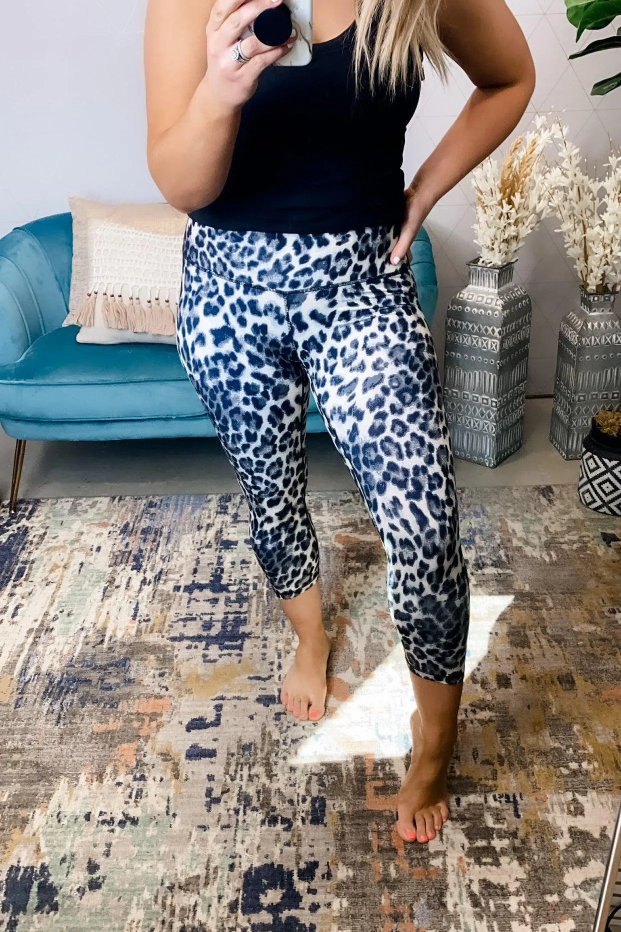 Spot The One- {Gray & Brown} Leopard Print Capri Length Leggings