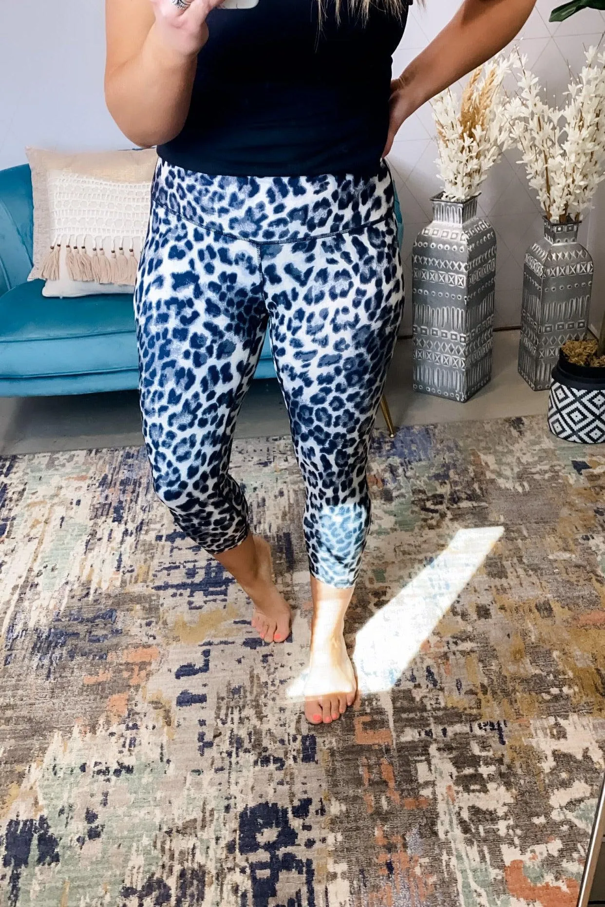 Spot The One- {Gray & Brown} Leopard Print Capri Length Leggings