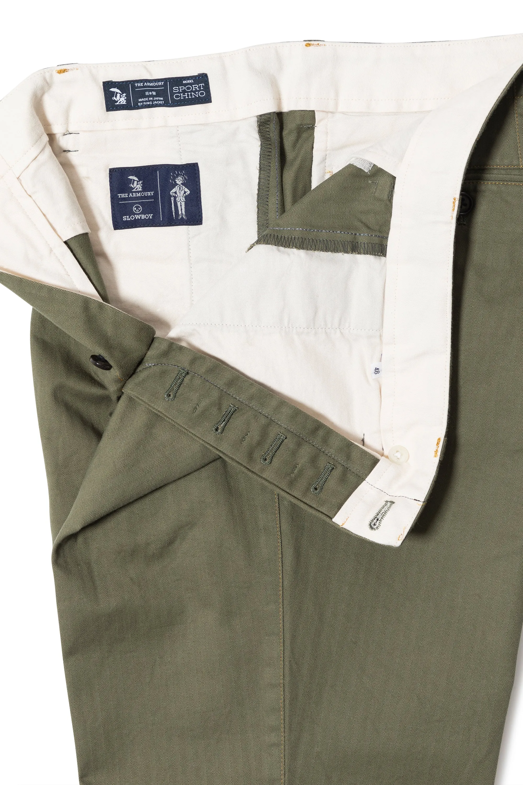 The Armoury X Mr Slowboy Green Cotton Sport Chinos