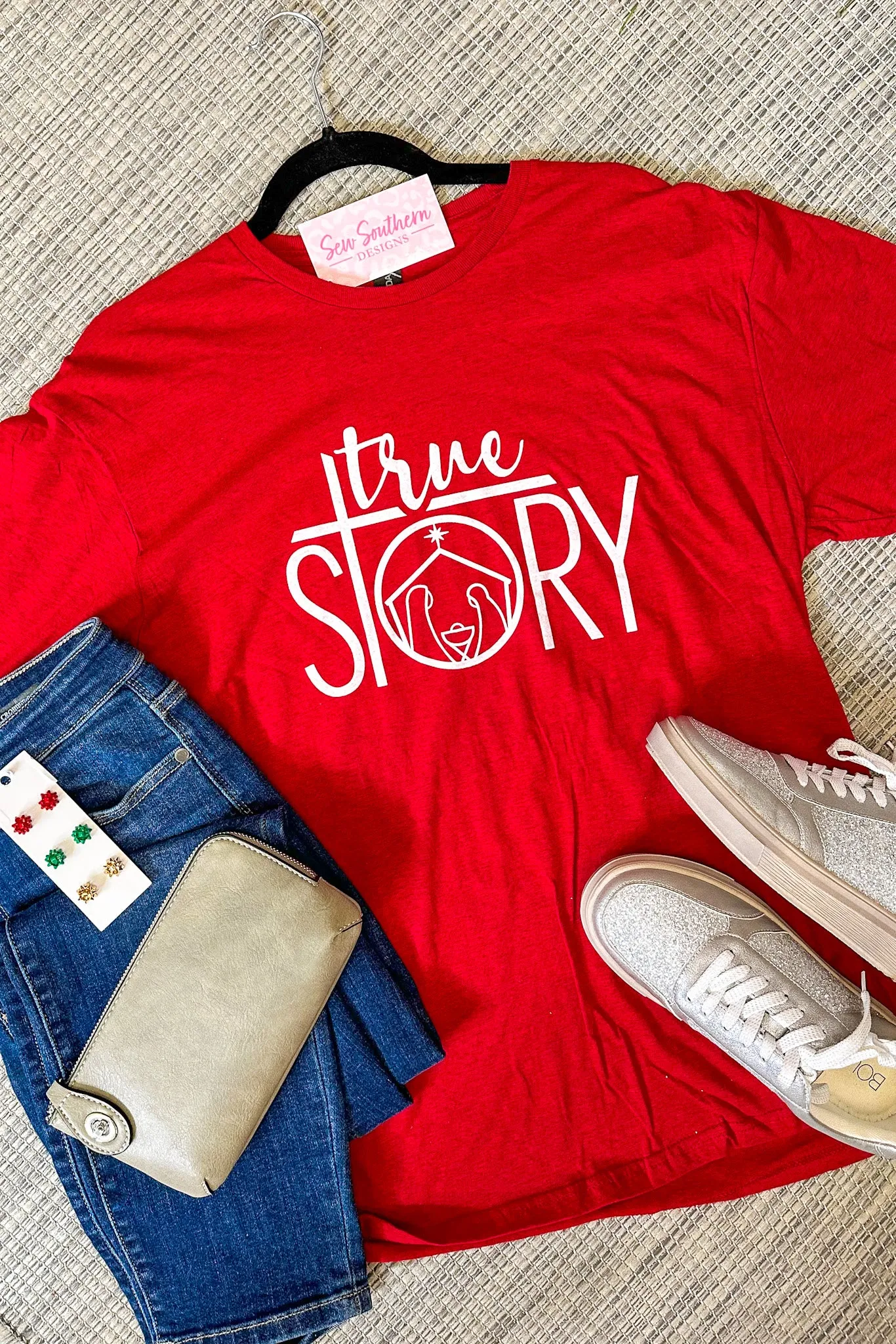 True Story Christmas Graphic Tee, Red