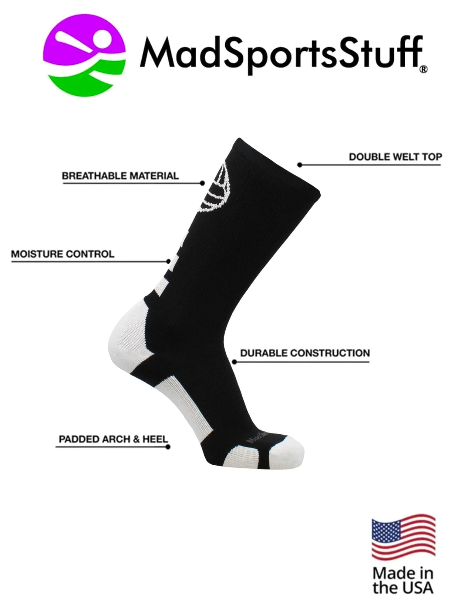 Volleyball Logo Crew Socks (multiple colors)